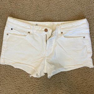 White cutoff shorts